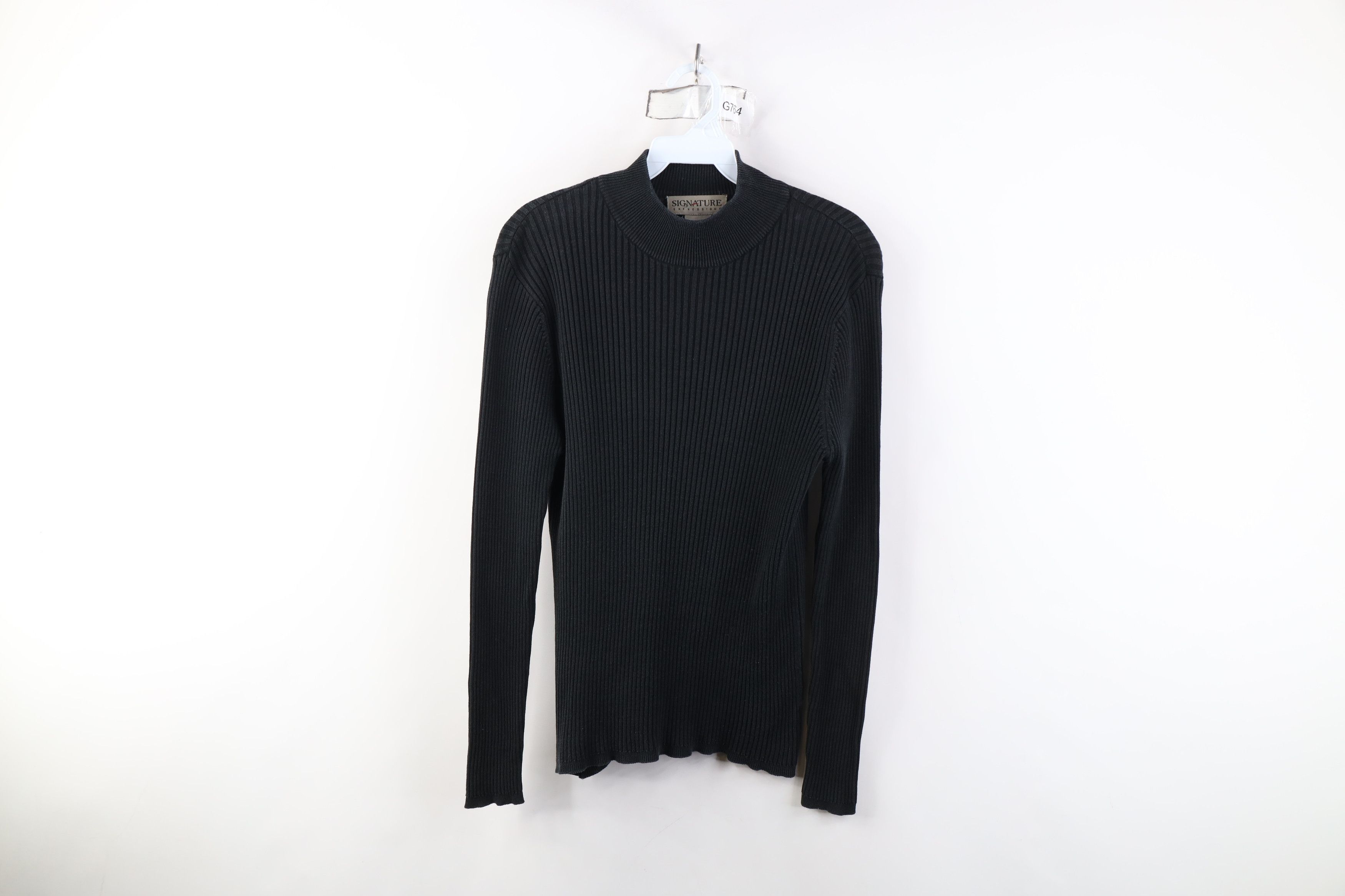 Vintage Vintage 90s Y2K Babydoll Knit Stretch Mock Neck Sweater Size XL / US 12-14 / IT 48-50 - 1 Thumbnail