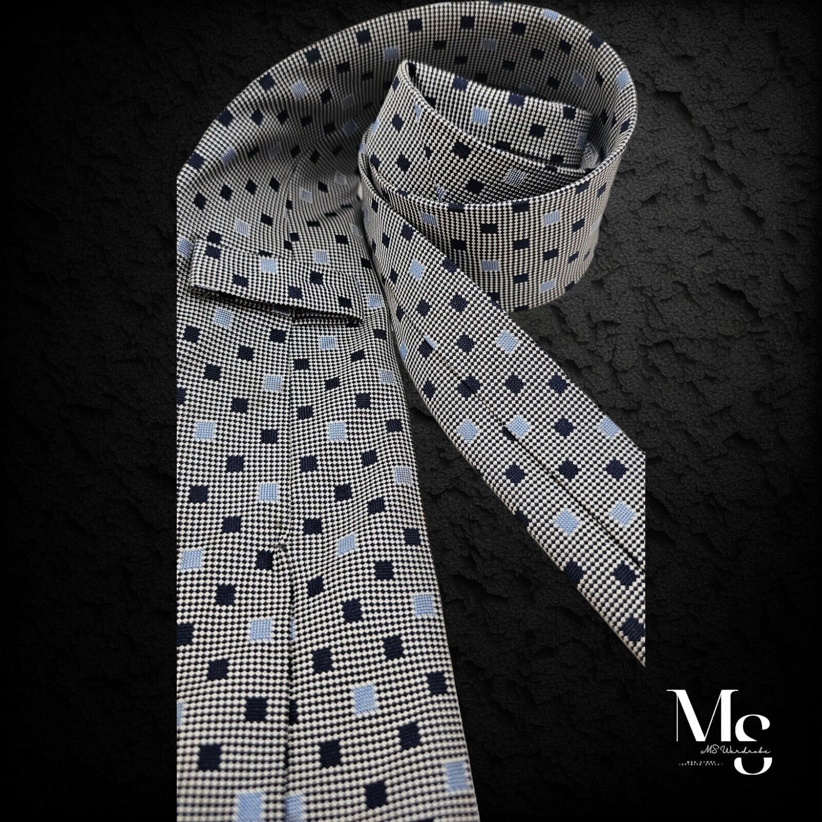 E. Marinella E. MARINELLA XL Gray Geometric Silk Tie Hand Made In Italy W Size ONE SIZE - 3 Thumbnail