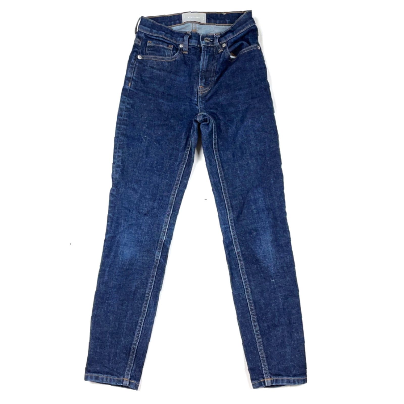 Everlane Everlane Jeans Denim High Rise Dark Blue Slim 24 Womens 5-Pocket Stretch Cotton Blend Tapered Ankle Skinny Size 42" / US 20 - 2 Thumbnail