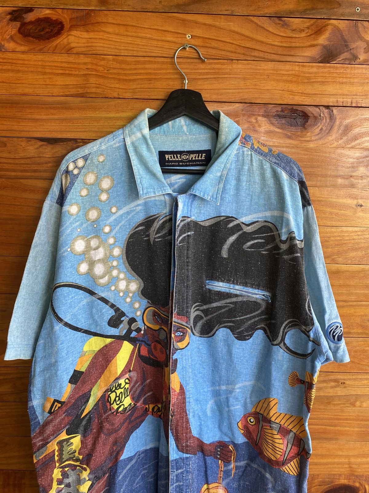 Marc Buchanan Vintage 90s Pelle Pelle Scuba Diver Graphic Shirt – Rare Size US L / EU 52-54 / 3 - 10 Thumbnail