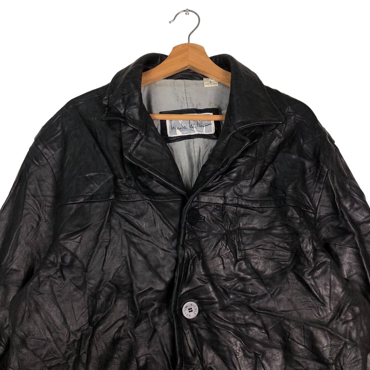Genuine Leather 🔥Vintage Genuine Leather Jacket Double Breast Nicole Miller Size US L / EU 52-54 / 3 - 3 Thumbnail