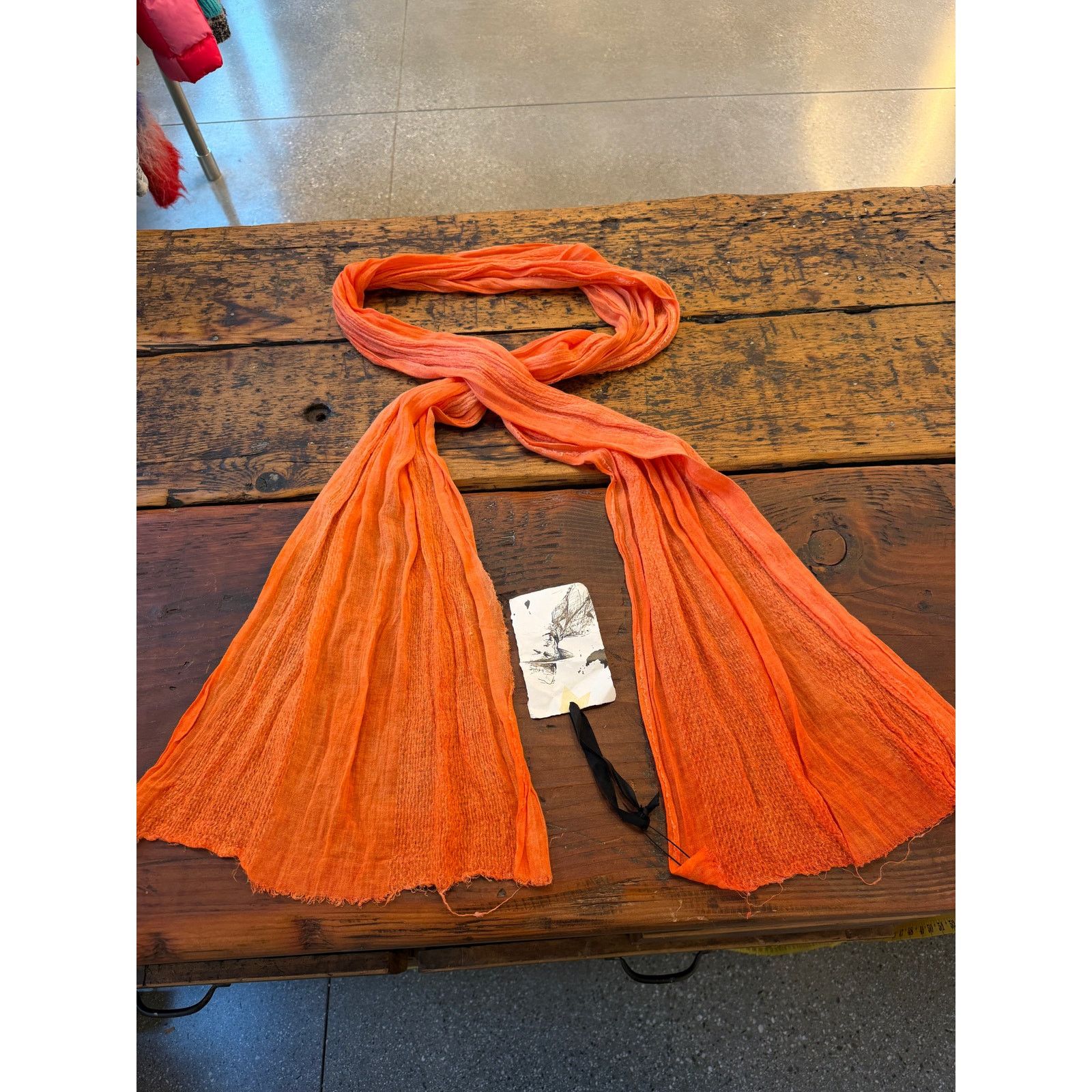 Greg Lauren Greg Lauren SAMPLE Orange Linen Scarf Size ONE SIZE - 3 Thumbnail