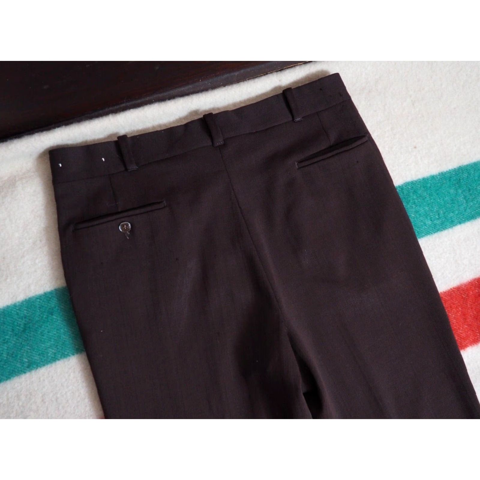 Etro VTG 60s 70s Chestnut Brown Disco Flare Poly Talon Hippy 35x29 Retro Pants Mens Size US 35 - 4 Thumbnail