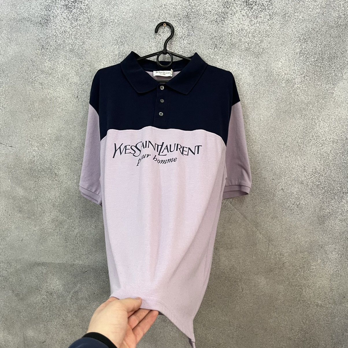 Yves Saint Laurent Yves Saint Lauren big logo blue baggy polo vintage t-shirt Size US XXL / EU 58 / 5 - 7 Thumbnail