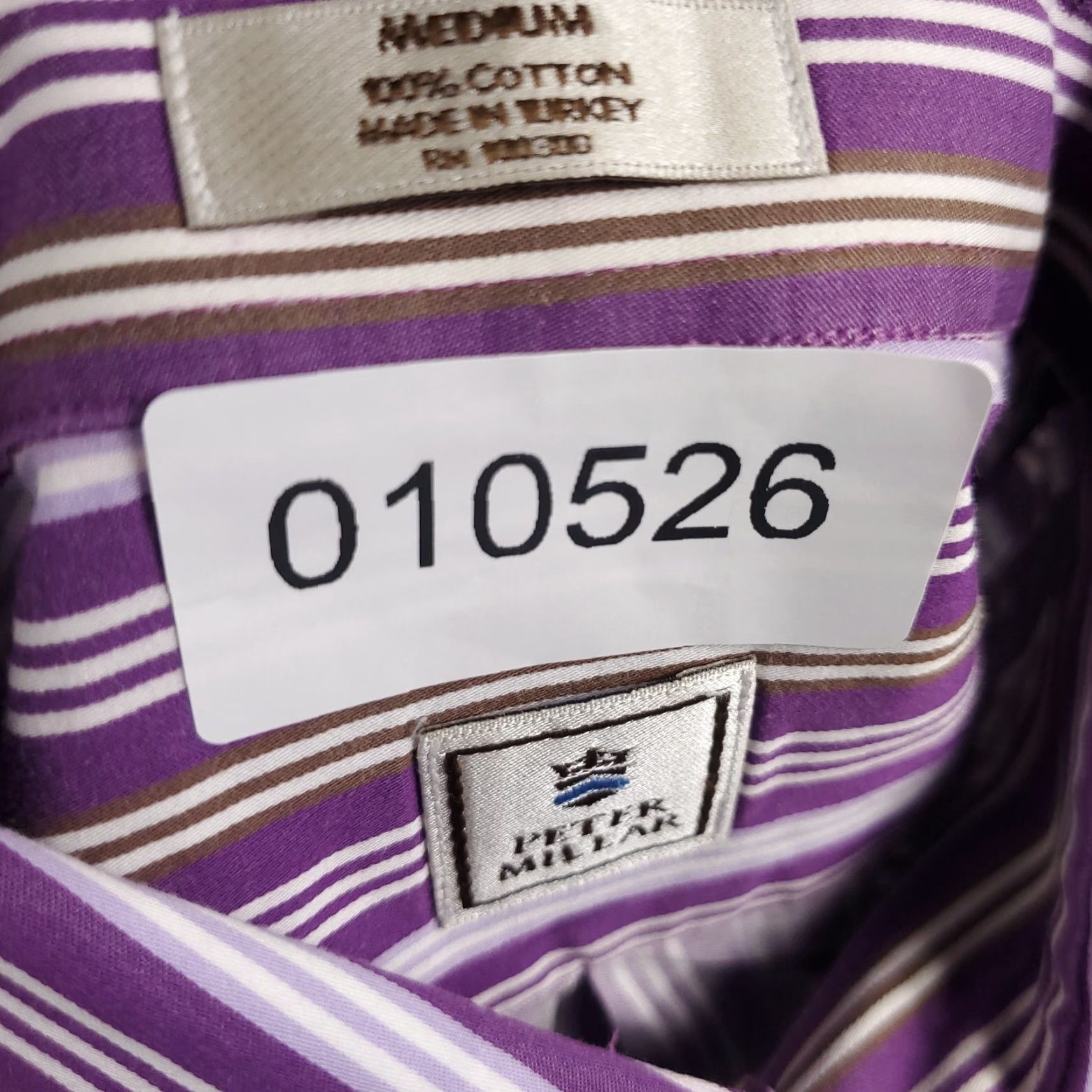 Peter Millar Peter Millar Shirt Adult Medium Purple Striped Long Sleeve Button-Up Damaged Mens Size US M / EU 48-50 / 2 - 8 Thumbnail