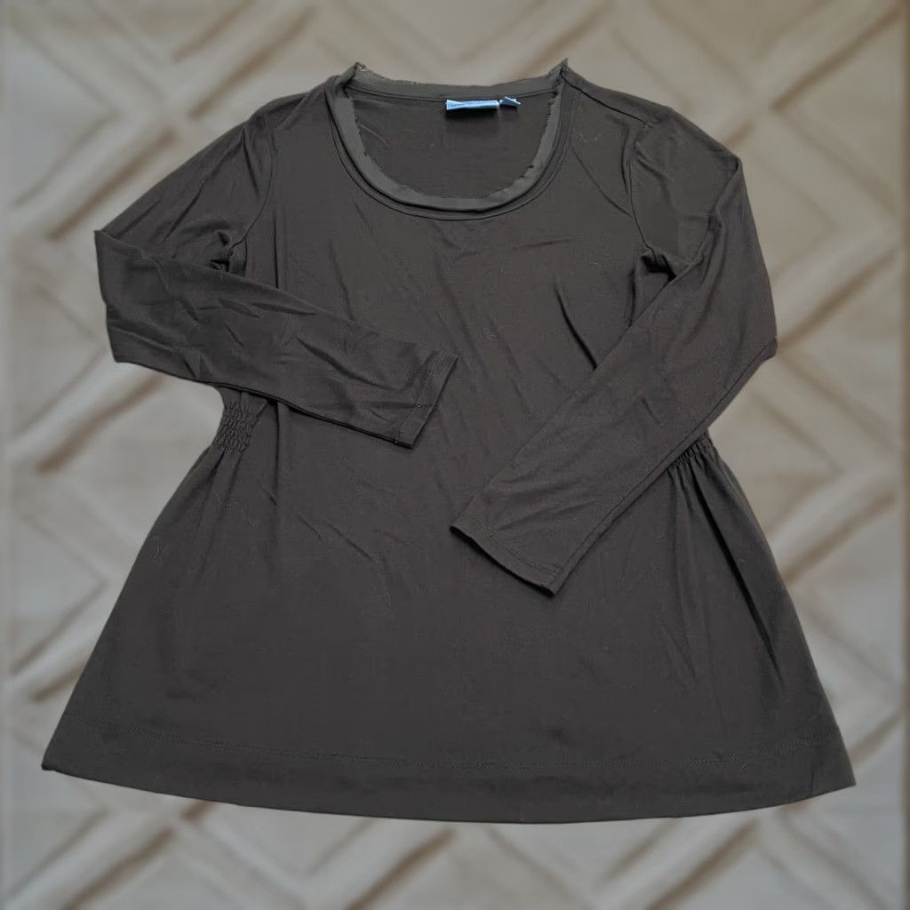 Vintage Simply Ver Vera Wang Blouse Womens Small Black Long Sleeve Round Neck Top Tunic Size S / US 4 / IT 40 - 1 Thumbnail