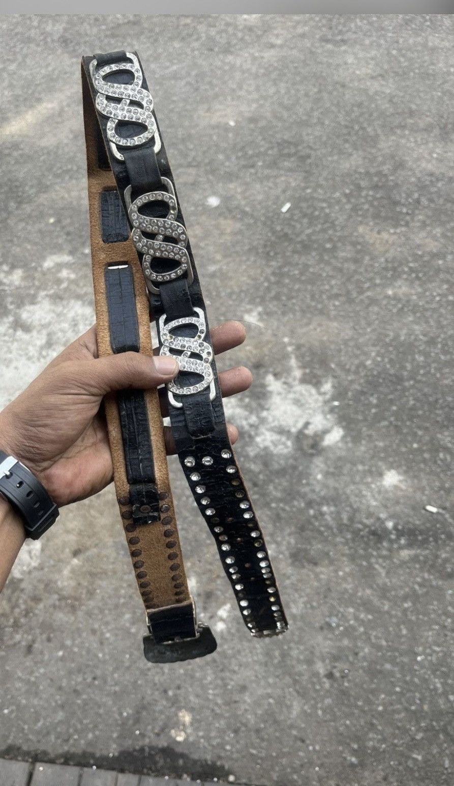 Kapital Y2K Rhinestone Crystal Studded Belt McBling Size 36 - 7 Thumbnail