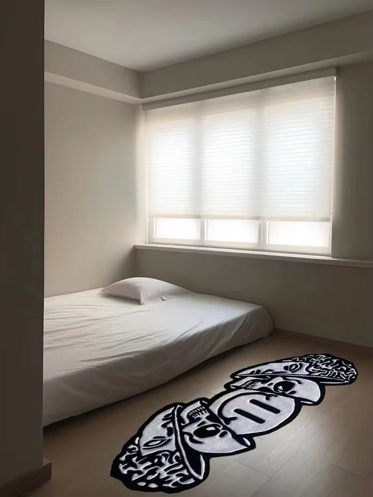 Handmade Gothic Punk Skull Smiling Face Skeleton Carpet Rug Size ONE SIZE - 3 Thumbnail