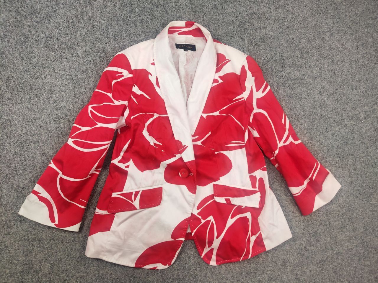 Escada Vintage 90's Escada Design blazer jacket bright red floral Size M / US 6-8 / IT 42-44 - 9 Thumbnail