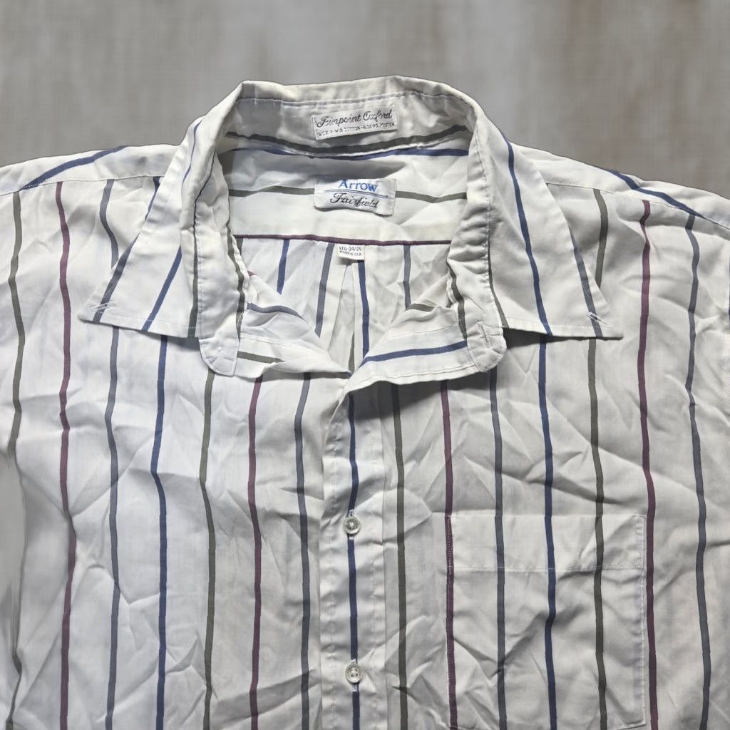 Arrow Arrow Shirt Men Striped White Long Sleeve Size 17.5 34/35 Adult Size US XXL / EU 58 / 5 - 1 Thumbnail