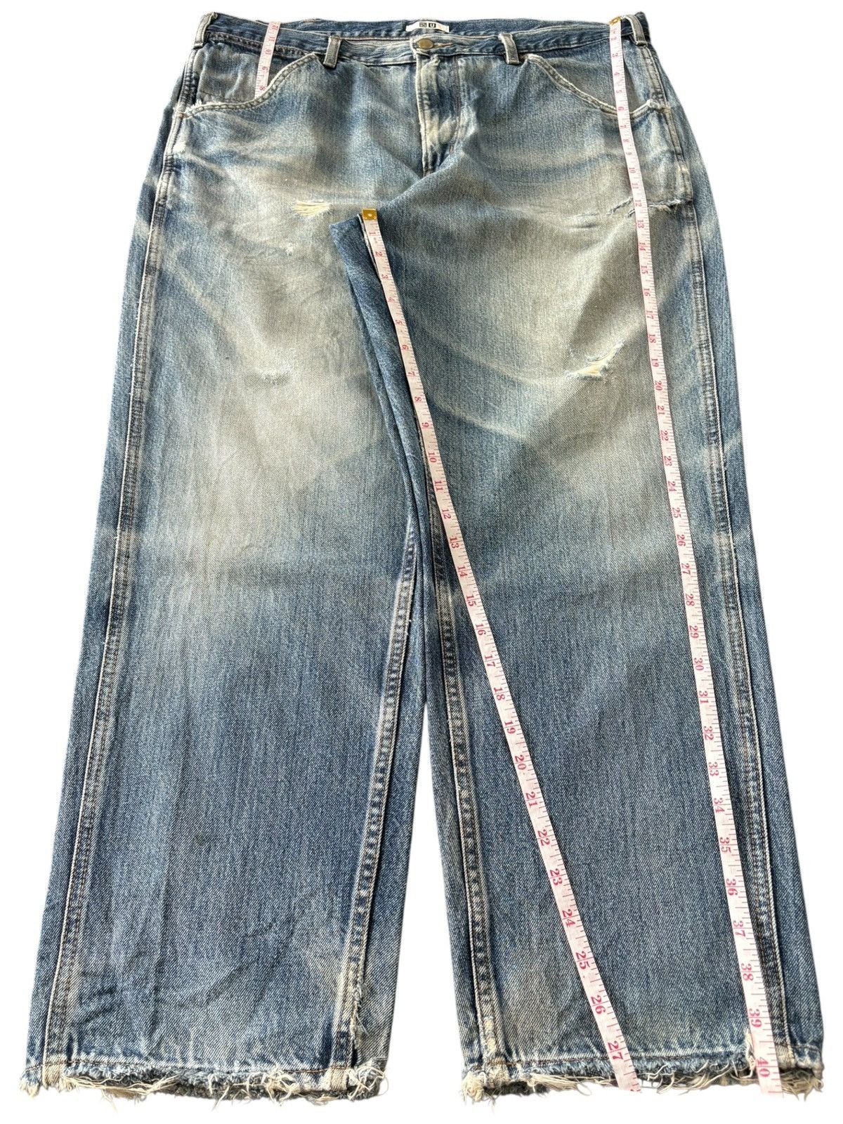 Uniqlo Vintage Uniqlo Lemaire Faded Wash Distressed Baggy Jeans Size US 38 / EU 54 - 11 Thumbnail