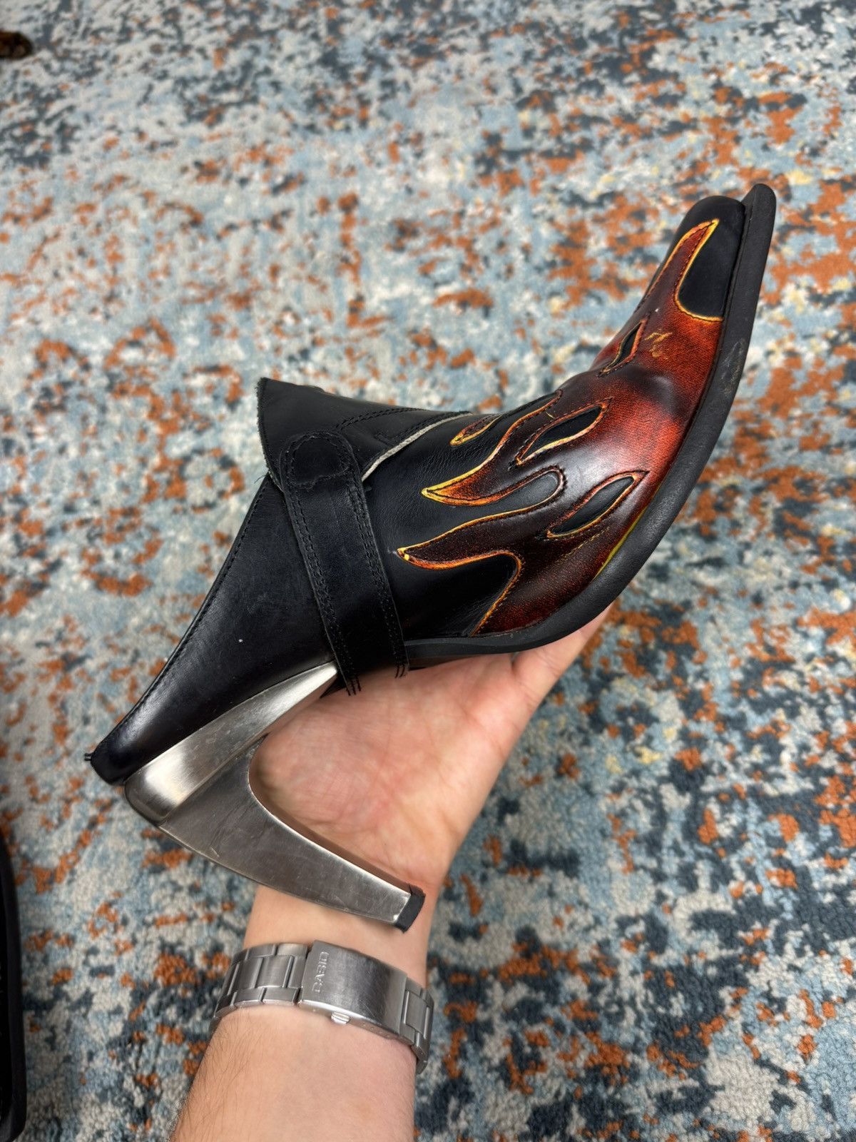 靴 y2k pointed toe opium leather shoes y2k pointed toe opium leather shoes（Y2K Leather Pointy