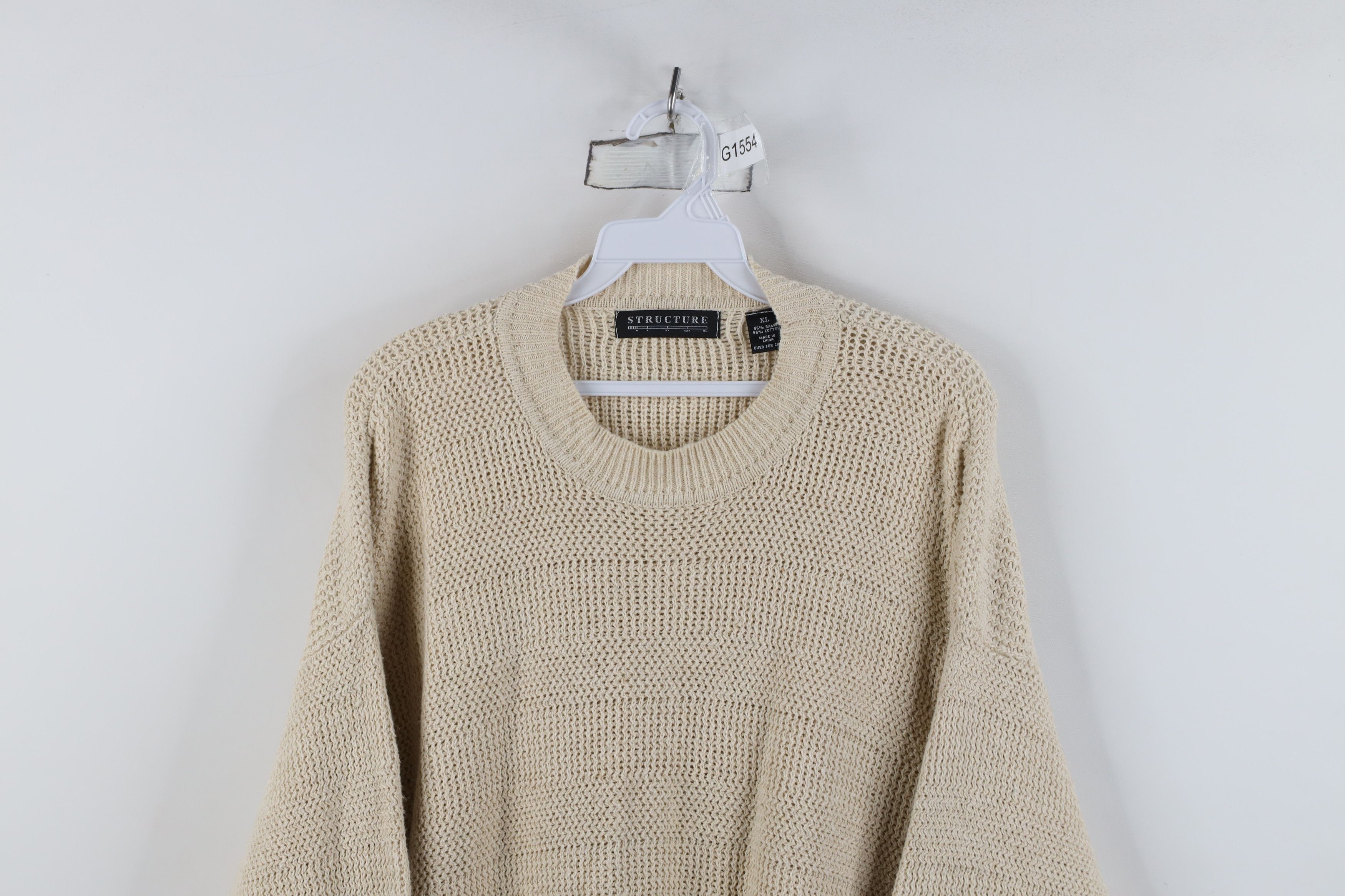 Vintage Vintage 90s Streetwear Chunky Ribbed Knit Sweater Beige Size US XL / EU 56 / 4 - 2 Thumbnail
