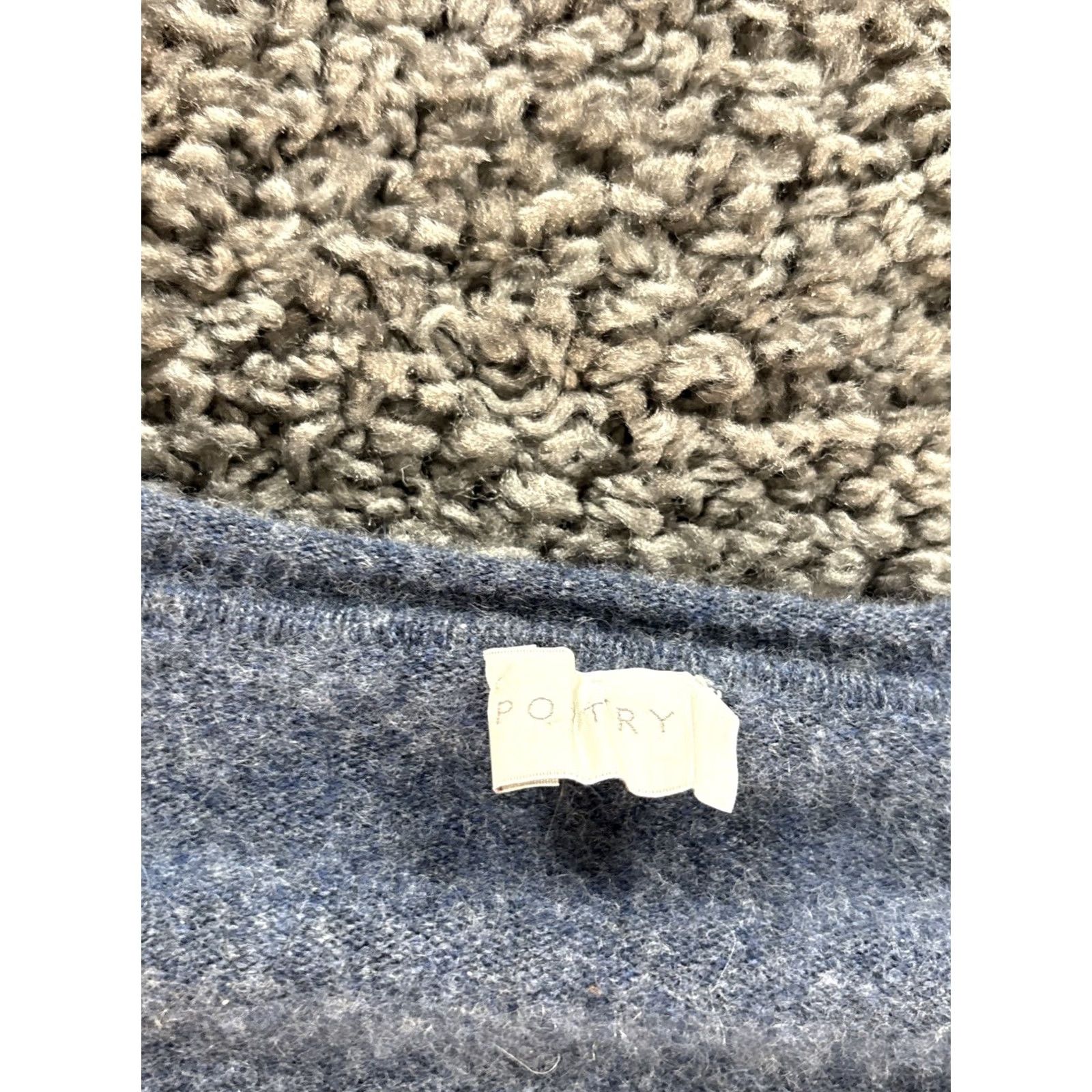 Vintage POETRY Sweater Dolman Sleeve V-Neck 3/4 Sleeve Blue 100% Cashmere Pullover Womens 16 Medium Regular Knit Soft Boxy Pullover Size XXL / US 16-18 / IT 52-54 - 4 Thumbnail