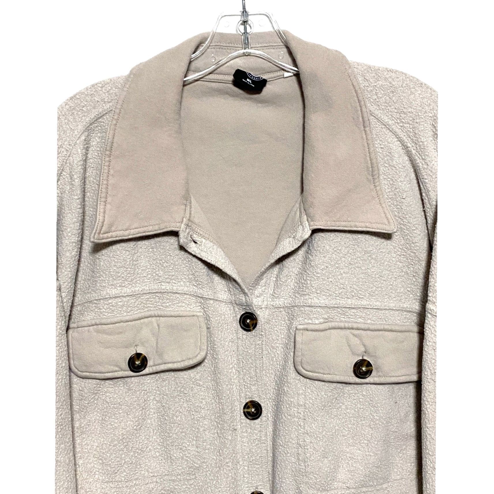 Pacsun PacSun Homecoming Button Down Fleece Fuzzy Shacket Oversized Jacket Womens M L Beige Cotton Blend Shacket Jacket Women M L Size M / US 6-8 / IT 42-44 - 2 Thumbnail