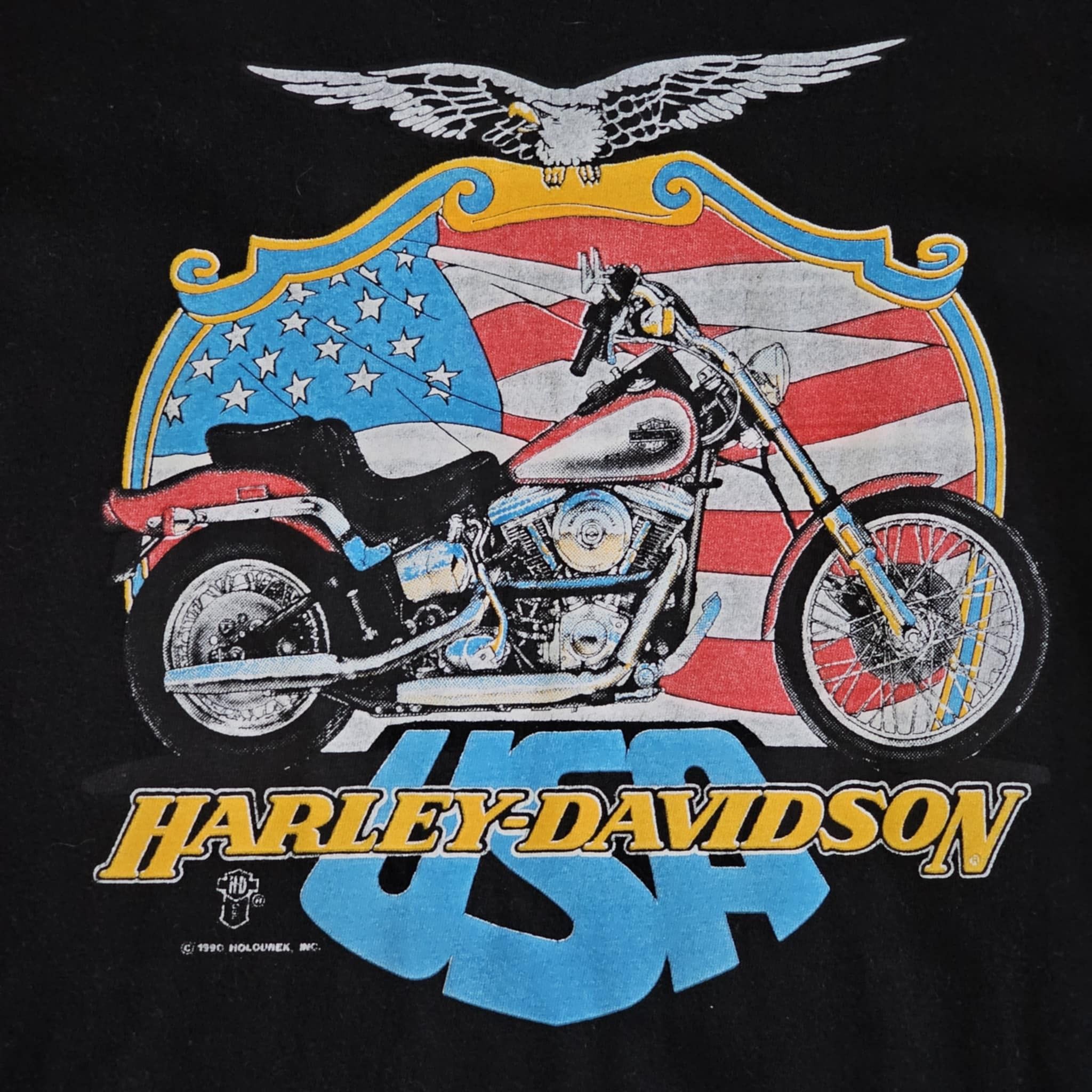 Harley Davidson Harley Davidson Vintage 90s USA American Flag Eagle T-Shirt Size US M / EU 48-50 / 2 - 2 Thumbnail