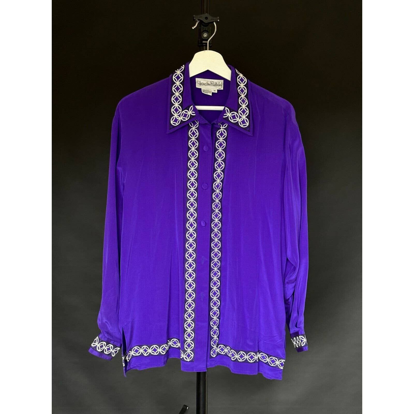Diane Von Furstenberg 1960's Button Up Purple Medium *Flaw