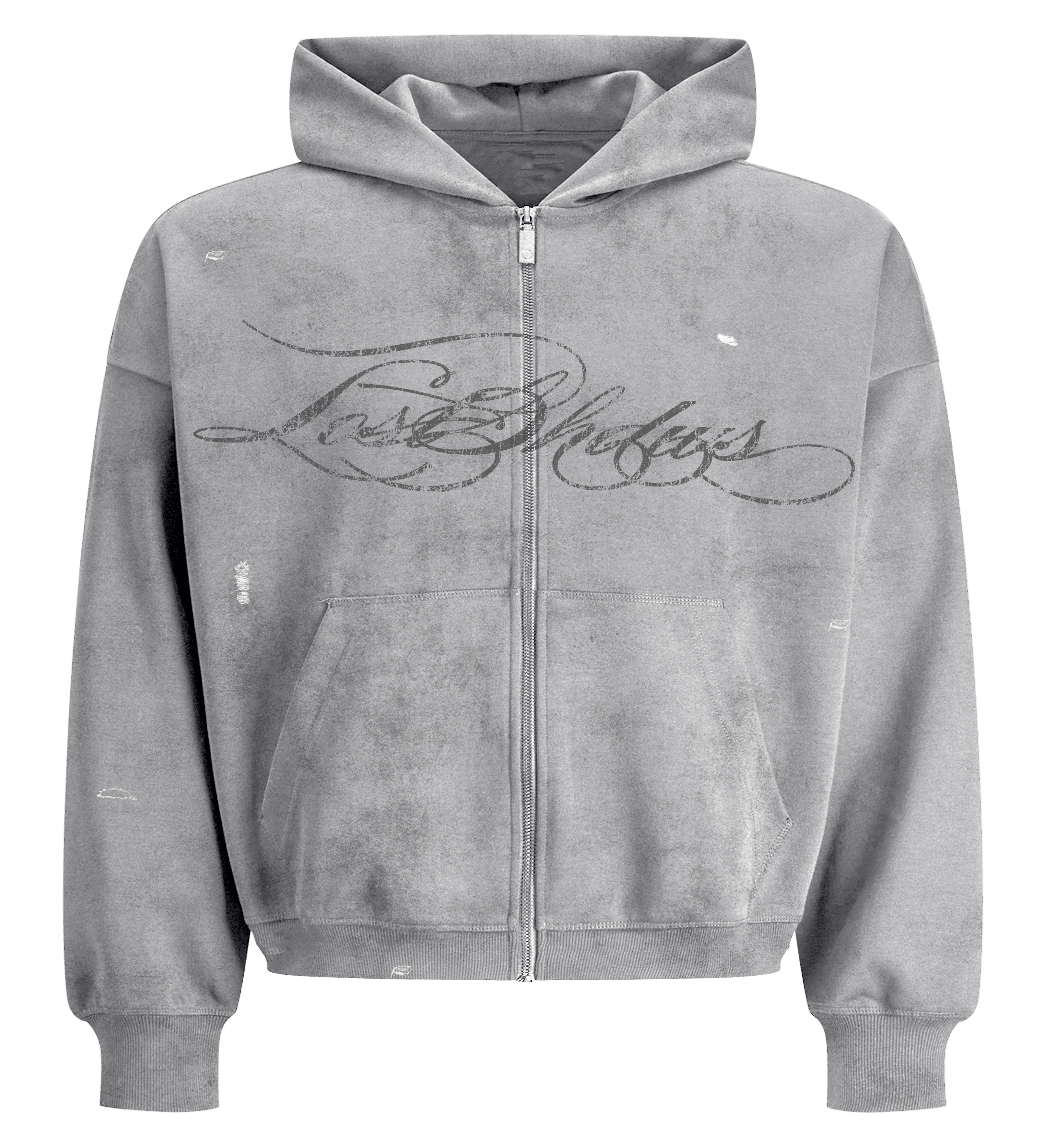 LOSTSHDWS LOSTSHDWS 'Distressed Script' Grey Hoodie Size US XL / EU 56 / 4 - 1 Preview