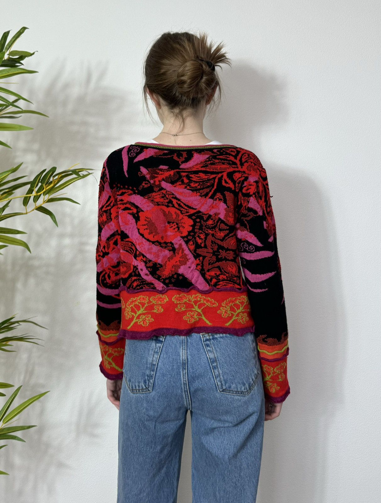 Vintage VINTAGE KNITTED PRINTED PATCHWORK CARDIGAN Size M / US 6-8 / IT 42-44 - 4 Thumbnail