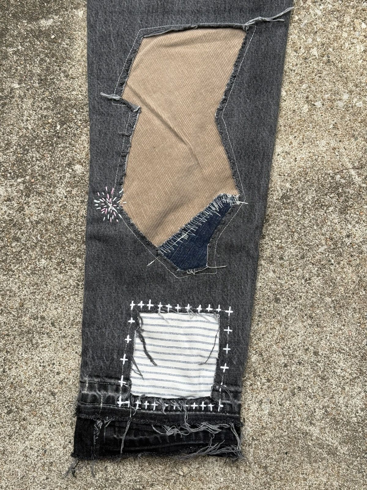 Abercrombie & Fitch Custom Rework A&F Loose Fit Jeans - Patchwork and Sashiko Size US 30 / EU 46 - 11 Thumbnail