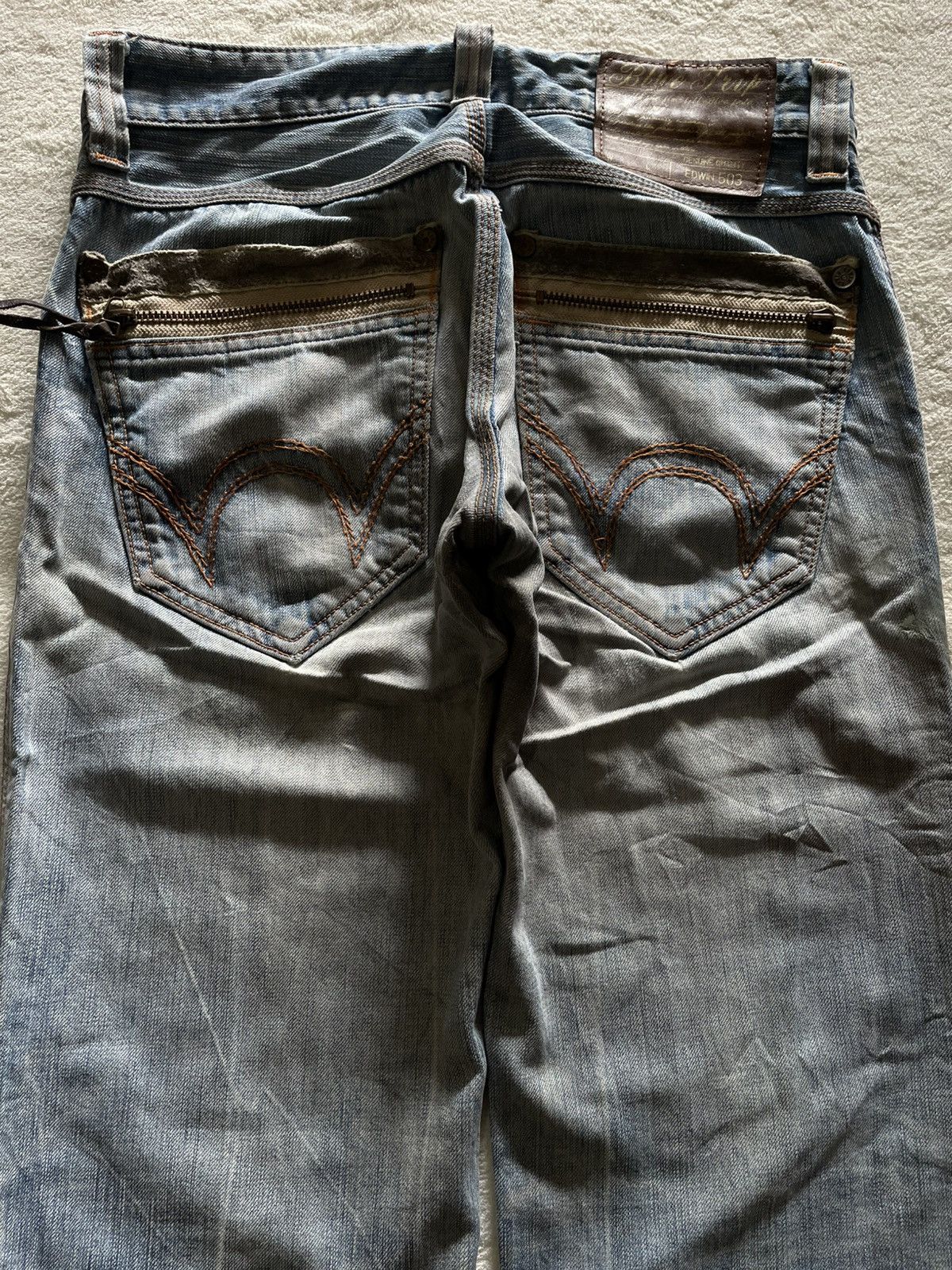 Edwin Vintage Edwin Boot Cut Mudwash Faded Distress Denim Jeans Size US 32 / EU 48 - 11 Thumbnail