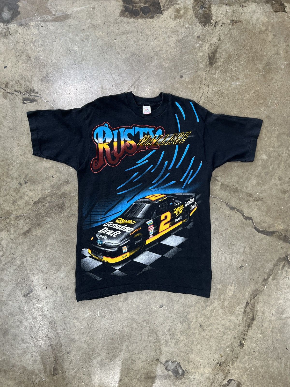 NASCAR Vintage Rusty Wallace Kick Asphalt Takin Number Tee Large Size US L / EU 52-54 / 3 - 2 Thumbnail