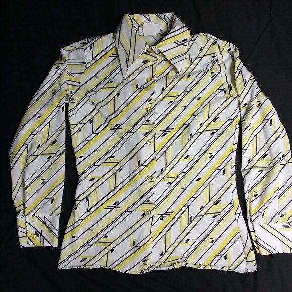 Jantzen Vintage Jantzen MCM Geometric Op Art Polyester Disco Shirt Size L / US 10 / IT 46 - 2 Thumbnail