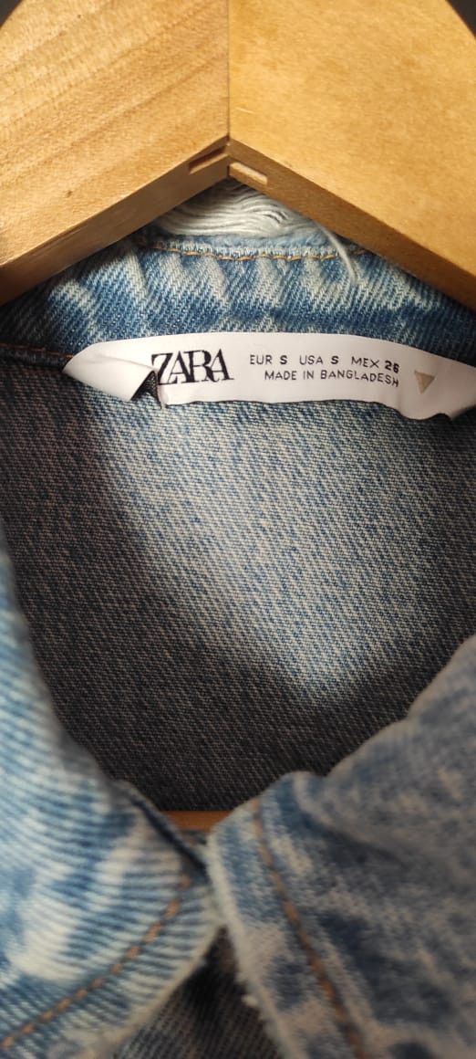 Zara Zara Denim Distressed Ripped Light Blue Jean Jacket Size S Size US S / EU 44-46 / 1 - 5 Thumbnail