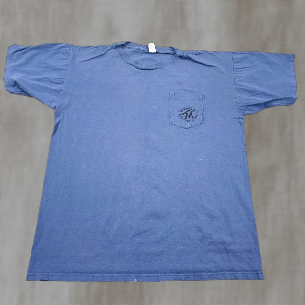 Marlboro VINTAGE Marlboro Shirt Men XL Blue 90s Pocket Tee Western Cowboys Grunge Logo Pockets Cotton Crew Neck Short Sleeve Men's XL Blue Size US XL / EU 56 / 4 - 1 Thumbnail