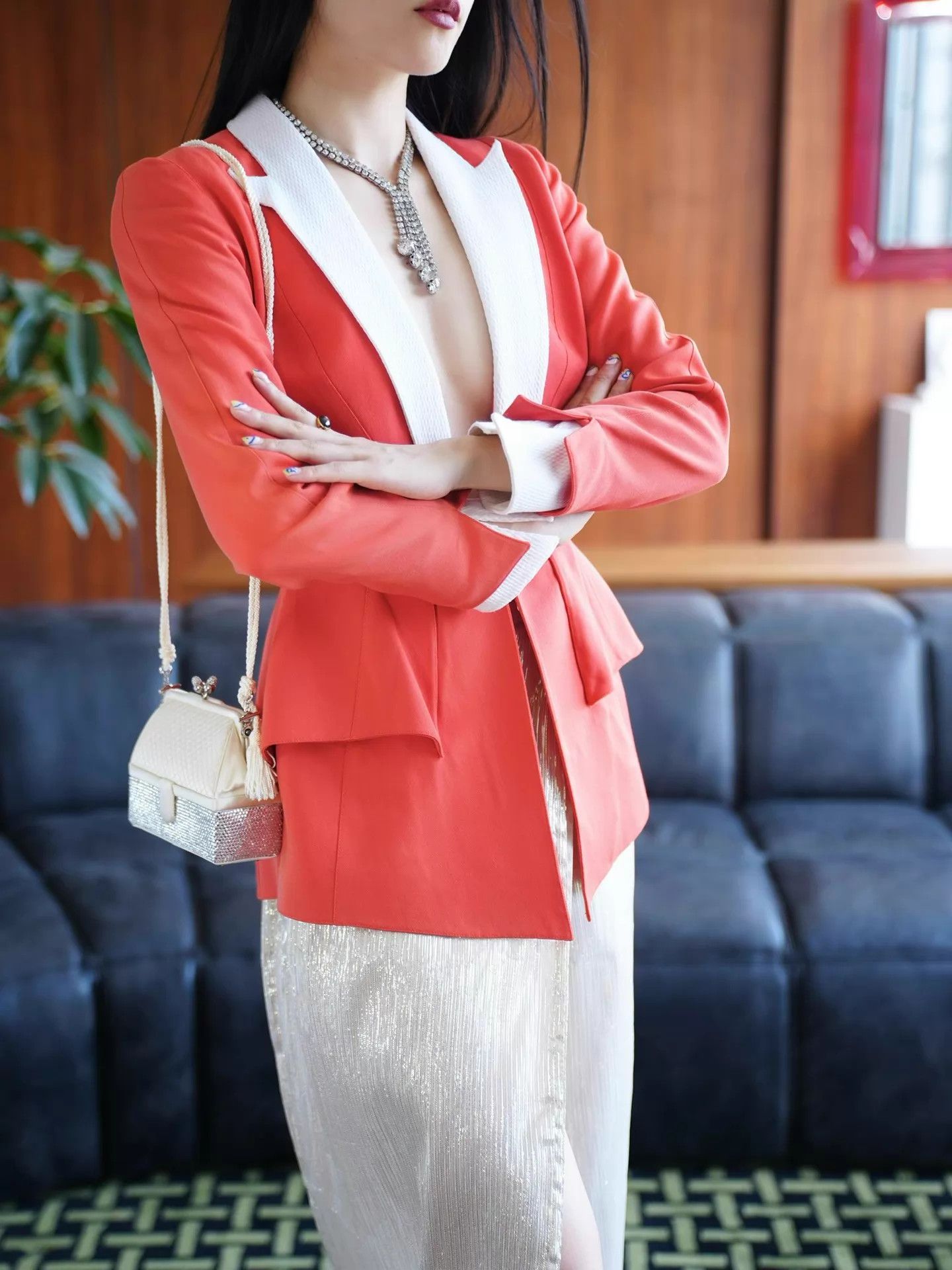 Thierry Mugler Thierry Mugler Vntg Orange-White Color-Blocked Blazer Size M / US 6-8 / IT 42-44 - 8 Thumbnail