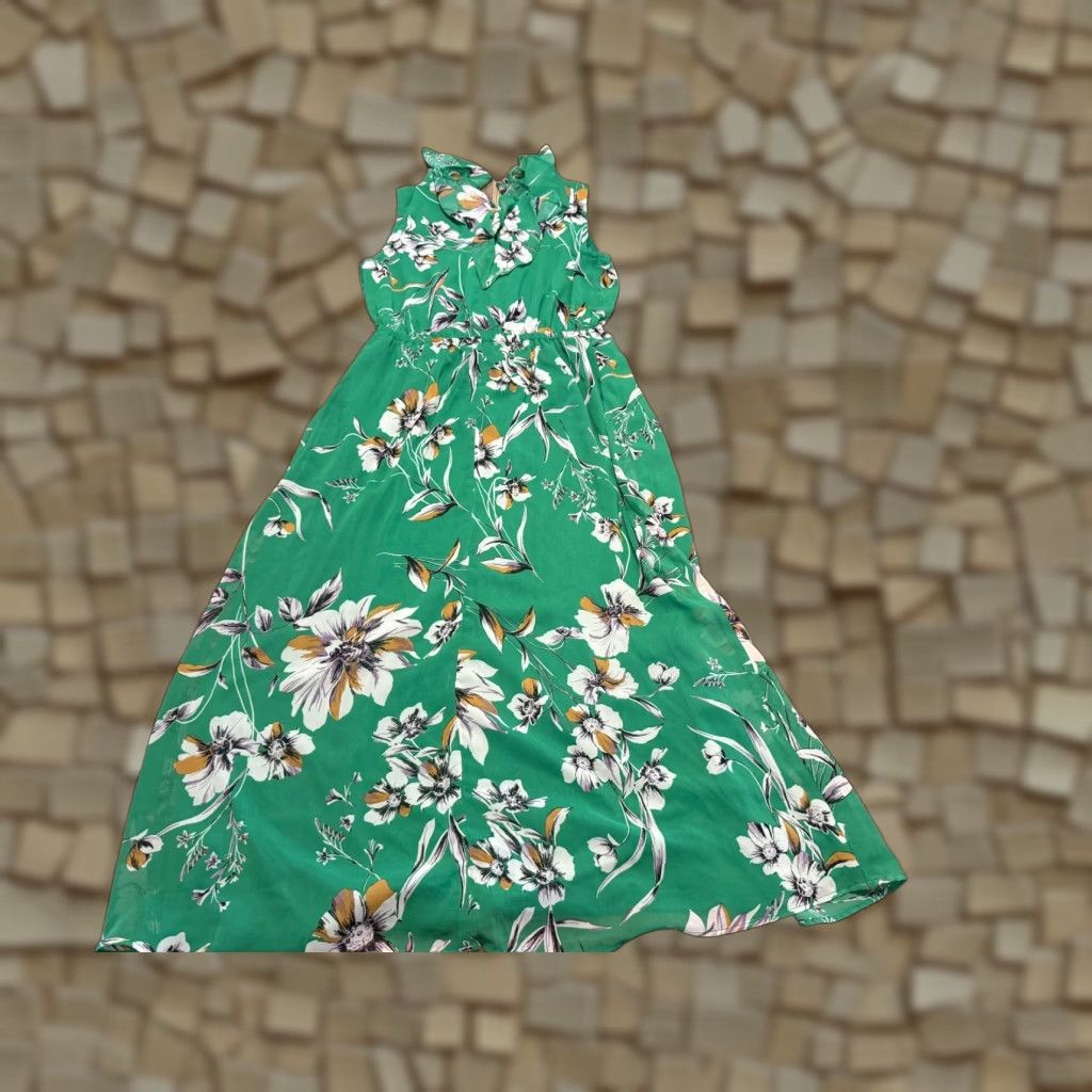 Vintage VINTAGE Maurices Dress Womens Tank Dress Vneck NWT Floral Green White Brown Purple Sleeveless Knee Length Small Girls Size S / US 4 / IT 40 - 1 Thumbnail