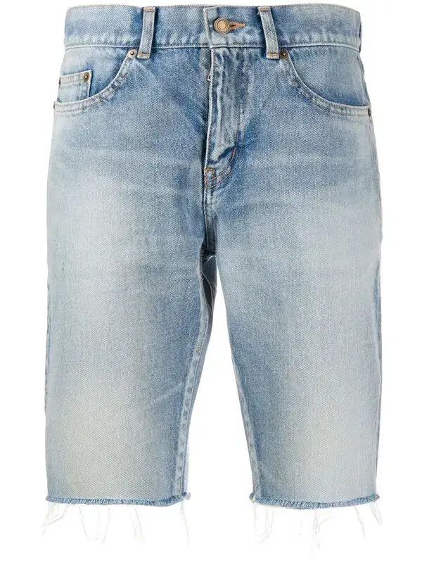 Saint Laurent Paris o1y0126 Denim Short in Blue Size 25" / US 0 / IT 36 - 1 Thumbnail