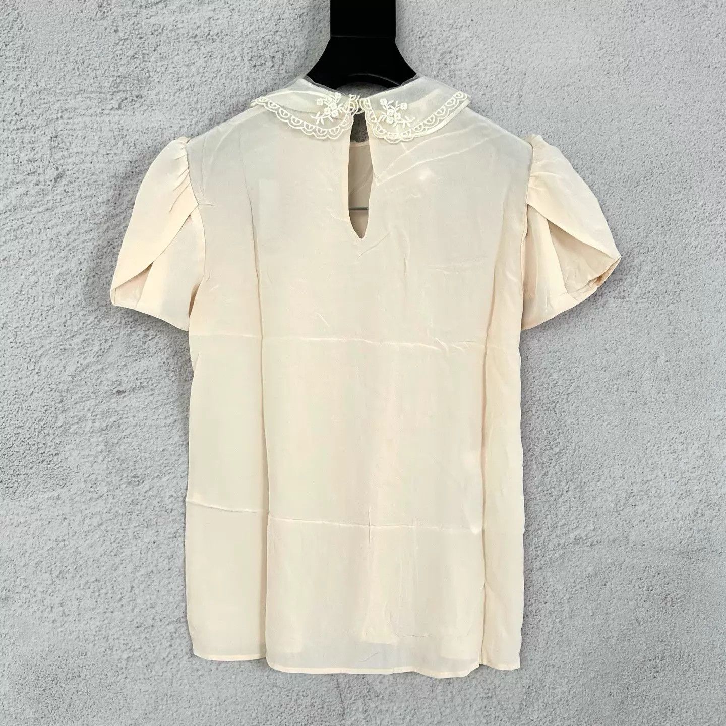 Miu Miu MIU MIU women's short sleeve lace silk top Size XS / US 0-2 / IT 36-38 - 2 Thumbnail