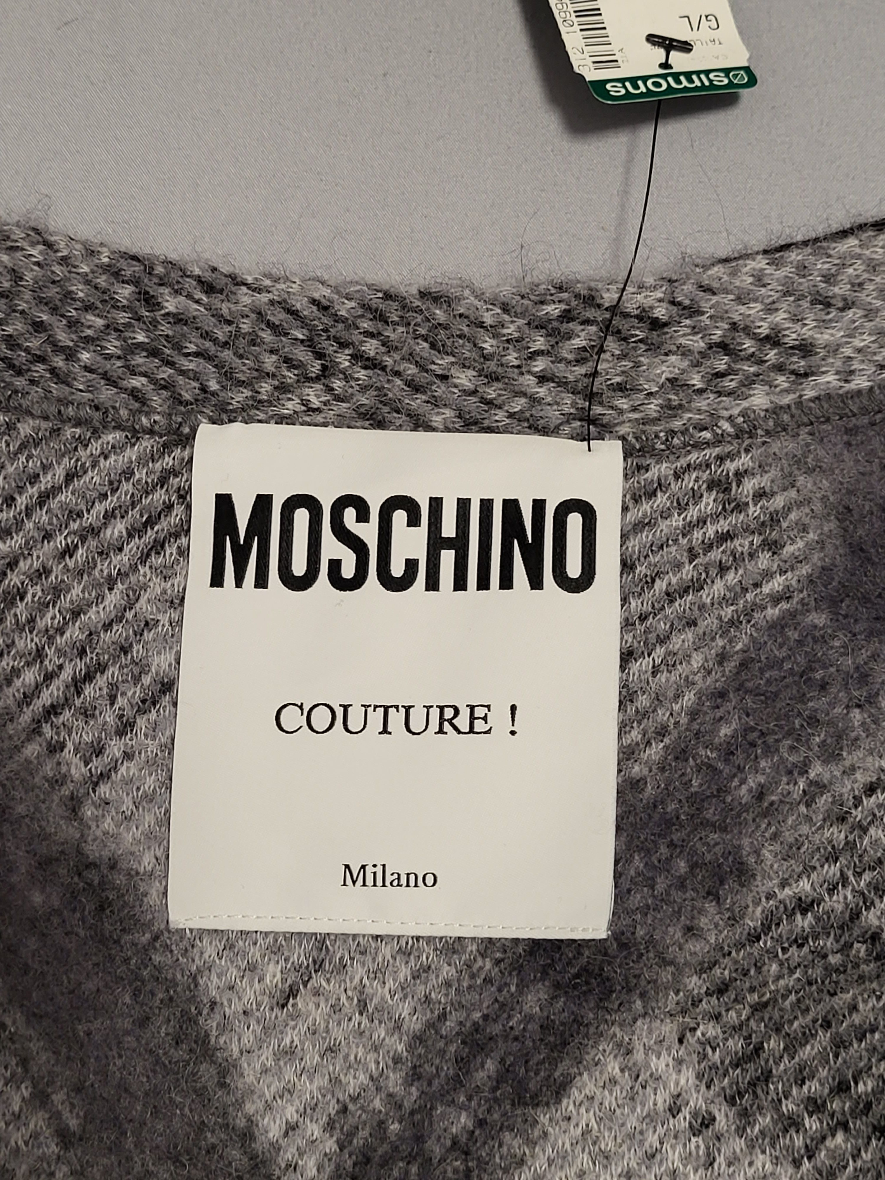 Moschino Grey Argyle Wool Cardigan Size US L / EU 52-54 / 3 - 5 Thumbnail