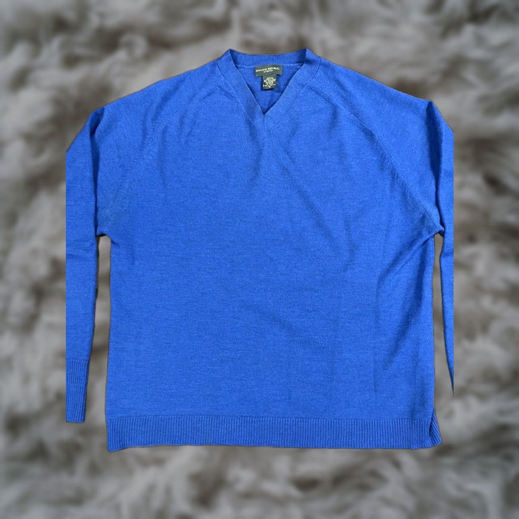 Banana Republic VINTAGE Banana Republic Pullover Sweater Men’s XL Blue 80% Wool 20% Poly Hong Kong VTG Size US XL / EU 56 / 4 - 1 Thumbnail