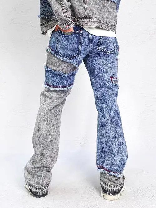 VIBE Vintage Deconstructed Panel Washed High Street Jeans Size US 32 / EU 48 - 7 Thumbnail