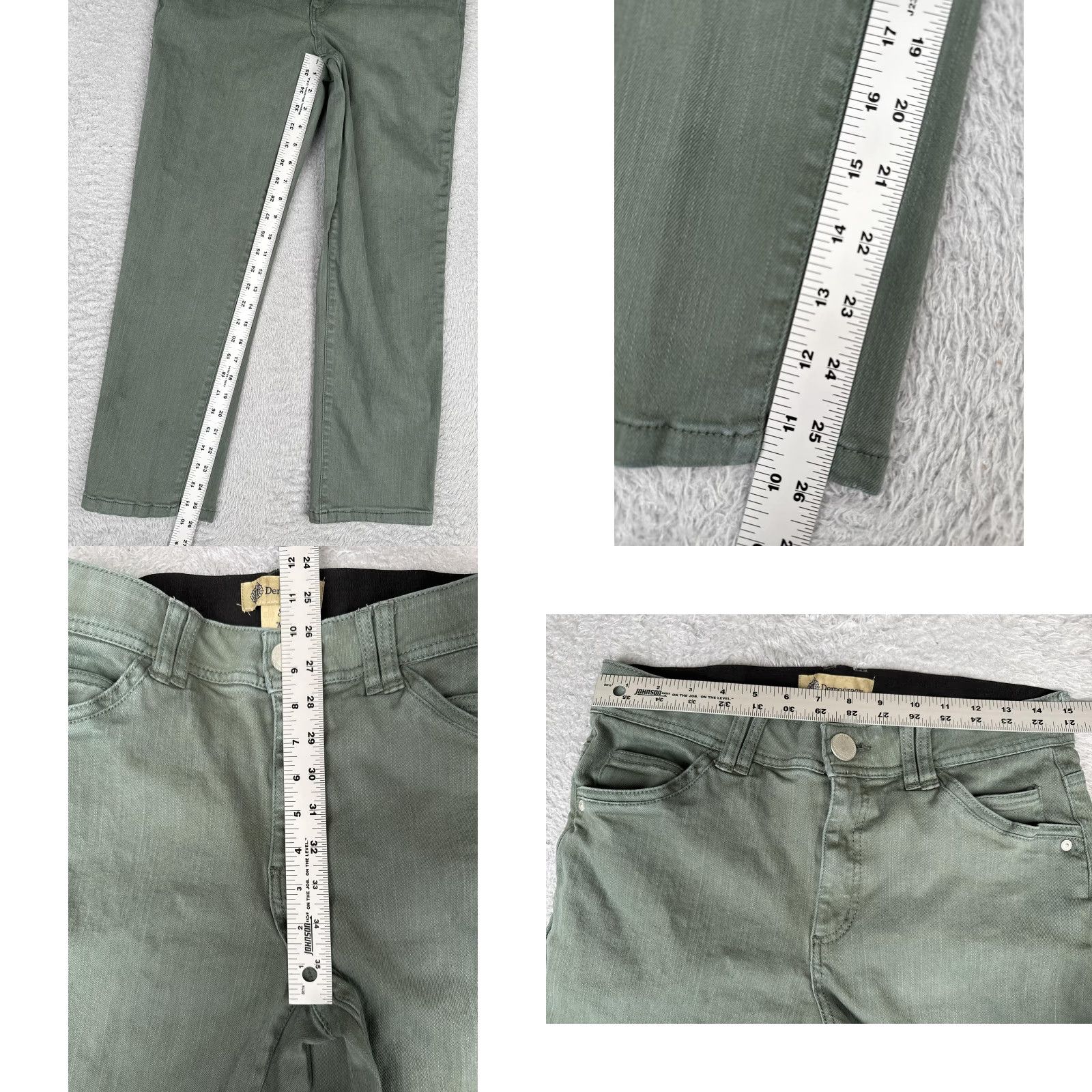 Vintage Democracy Jeans Cropped Womens 8 Green Mid Rise Stretch Denim 29x26 Pants Size 30" / US 8 / IT 44 - 8 Thumbnail