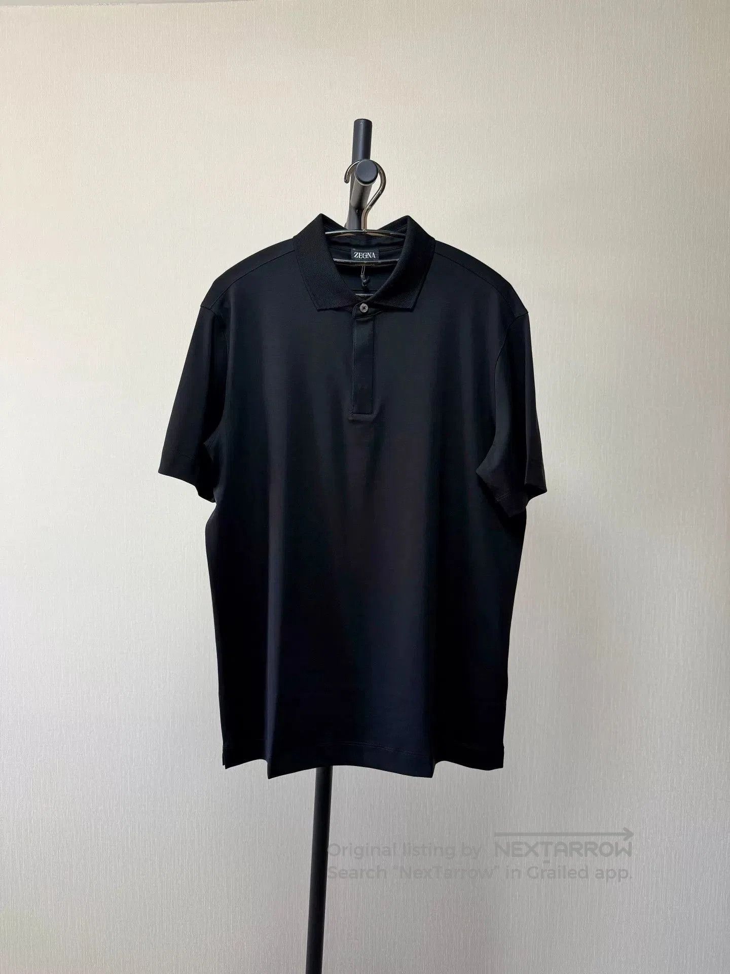 Ermenegildo Zegna ZEGNA Men's Black Short-Sleeve Polo. Size US L / EU 52-54 / 3 - 8 Thumbnail