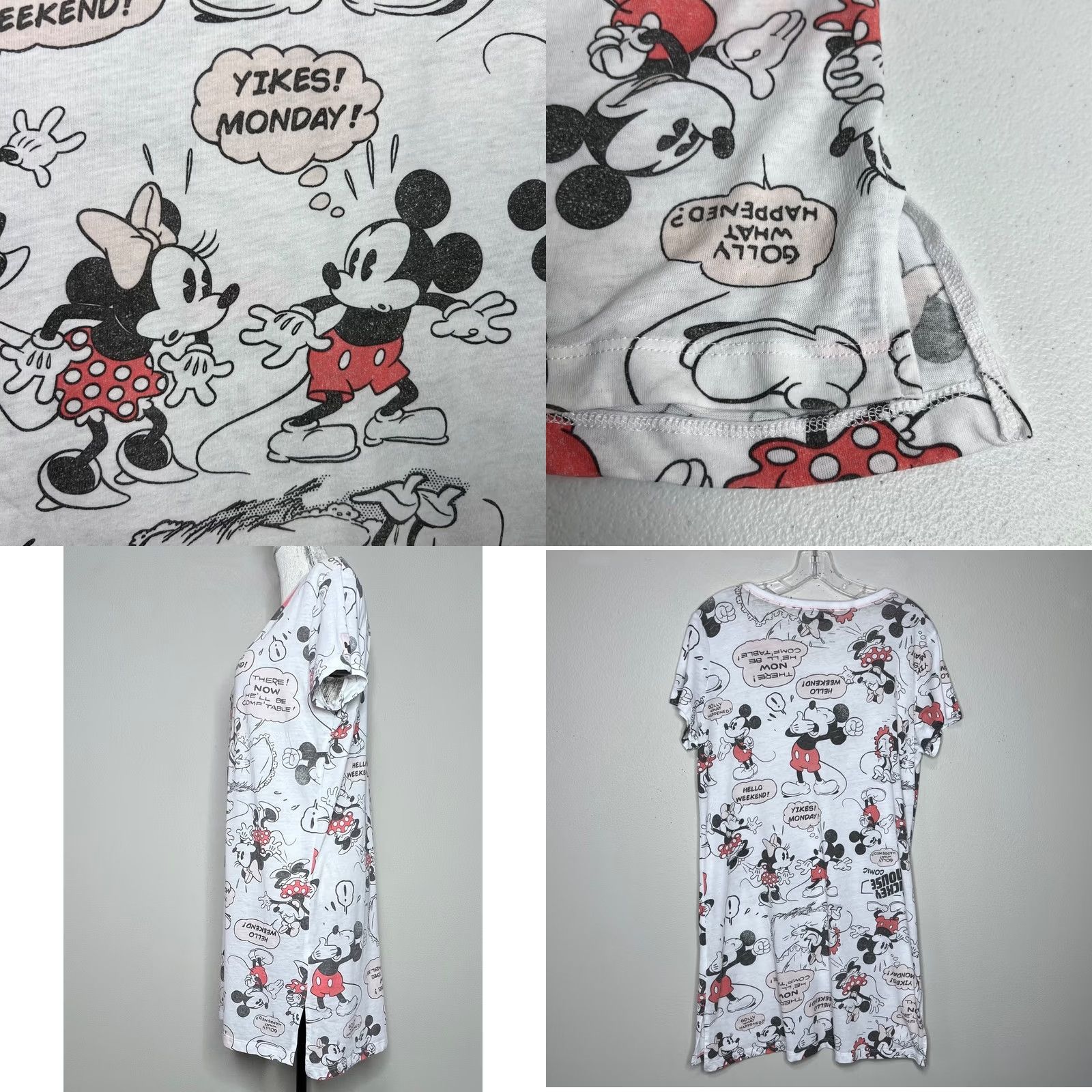 Disney Disney Sleep Shirt Womens S-M Mickey Minnie Mouse Hello Weekend Sleepwear Gray Cotton Polyester Knit Crew Neck Short Sleeve Pullover Lounge Shirt Size S / US 4 / IT 40 - 8 Thumbnail