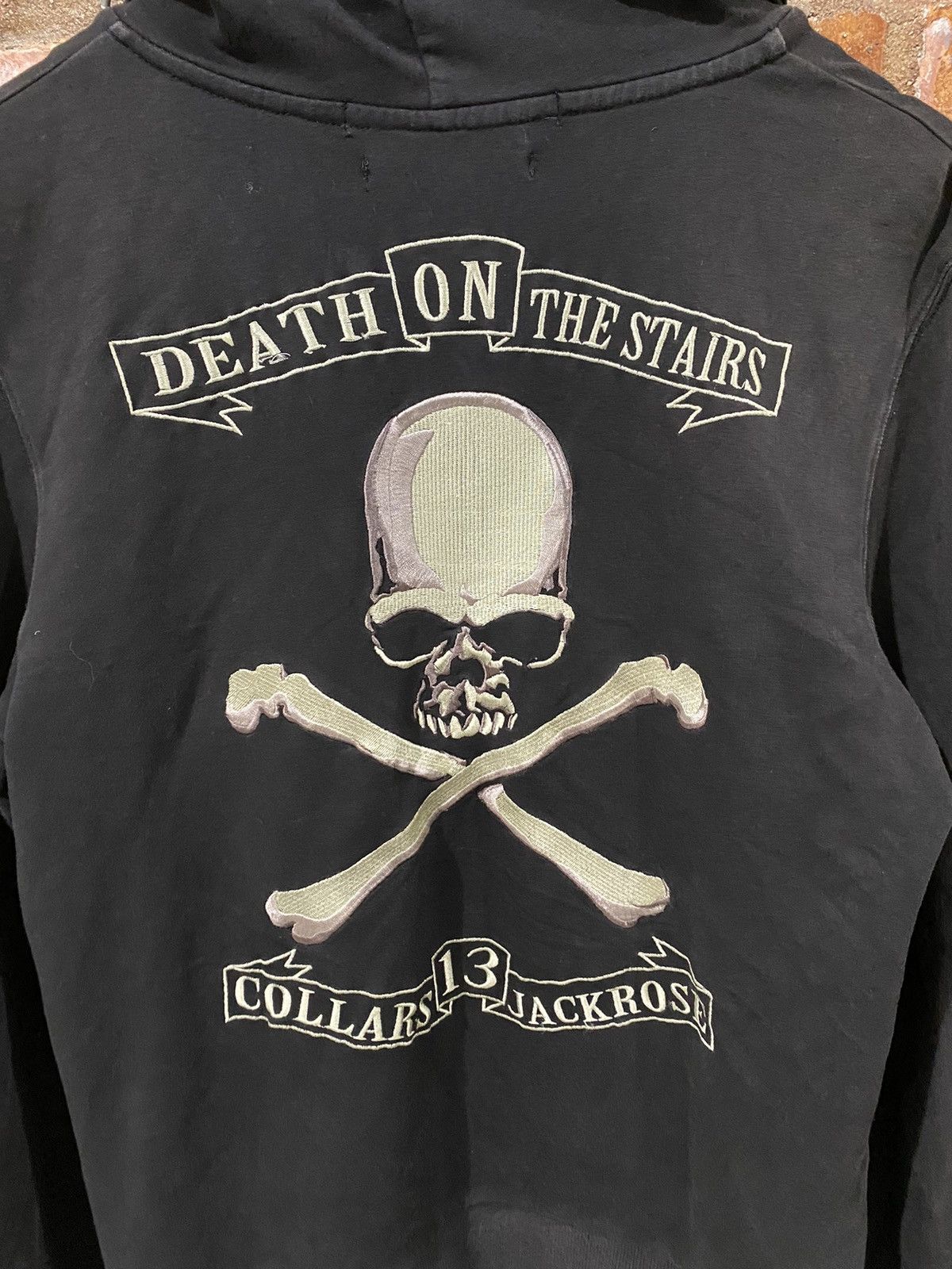 JACKROSE × Japanese Brand × Shellac 2000s Jackrose X Collars skull cross bone death hoodie Size US M / EU 48-50 / 2 - 3 Thumbnail