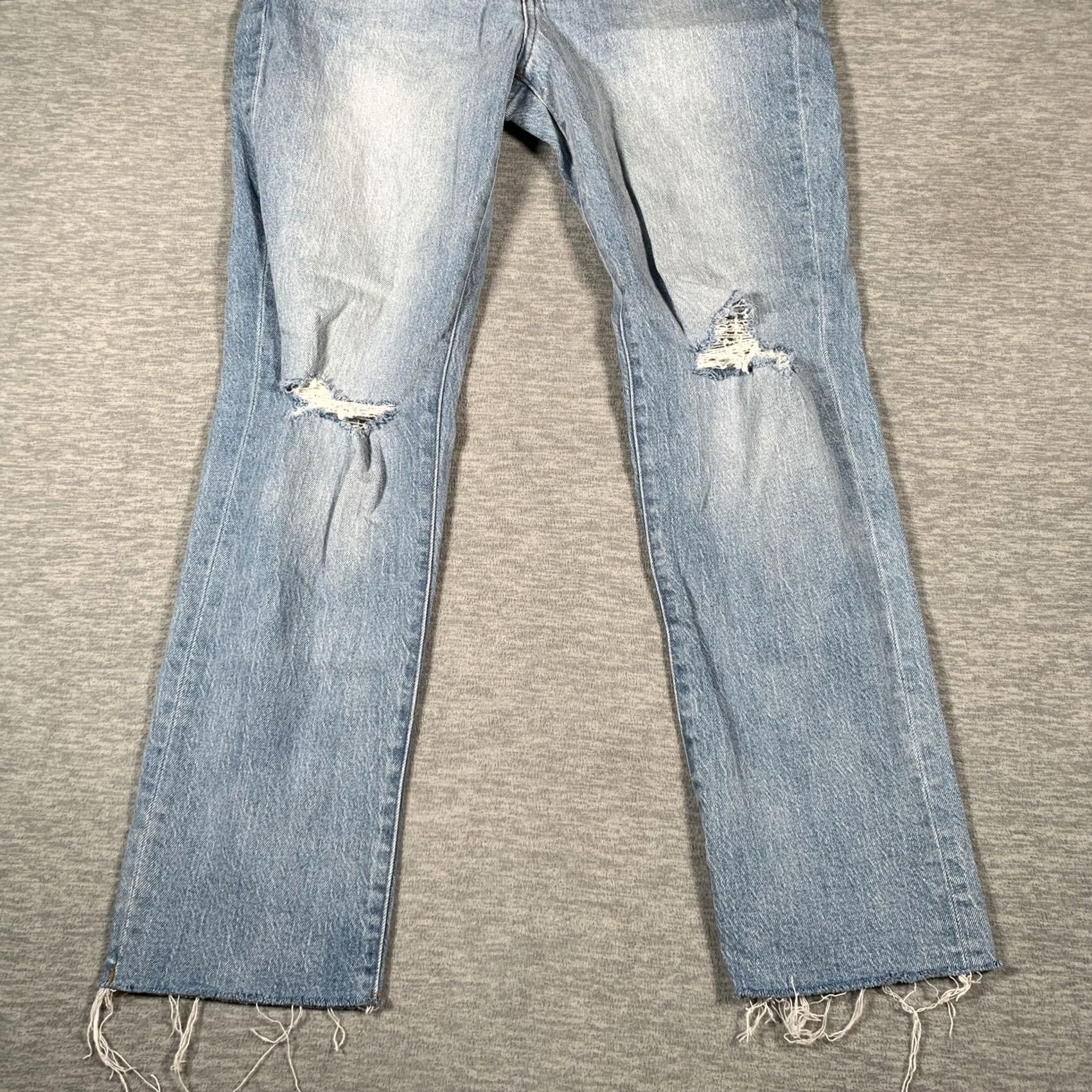 Madewell Madewell Jeans Womens 27 Blue The High-Rise Slim Boyjean Distressed Raw Hem Size 27" / US 4 / IT 40 - 3 Thumbnail