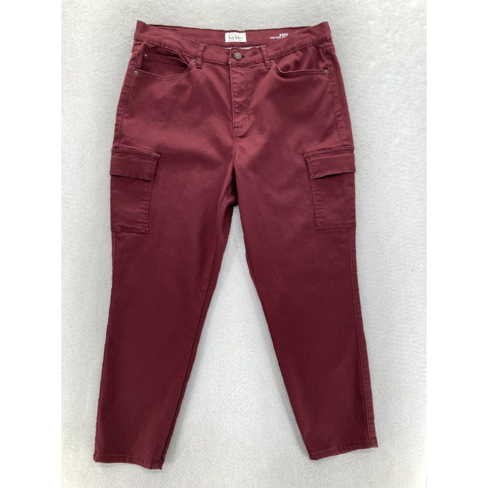 Nicole Miller Nicole Miller Soho Skinny Ankle Jeans Women's 14 Red Stretch Denim Cargo Pockets Jeans Size 24" / US 00 / IT 34 - 2 Thumbnail