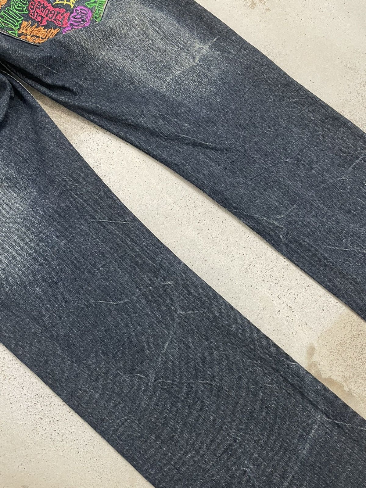 Designer × Japanese Brand Y2K Graffiti Embroidery Honeycomb Whisker Button Denim Size US 33 - 11 Thumbnail