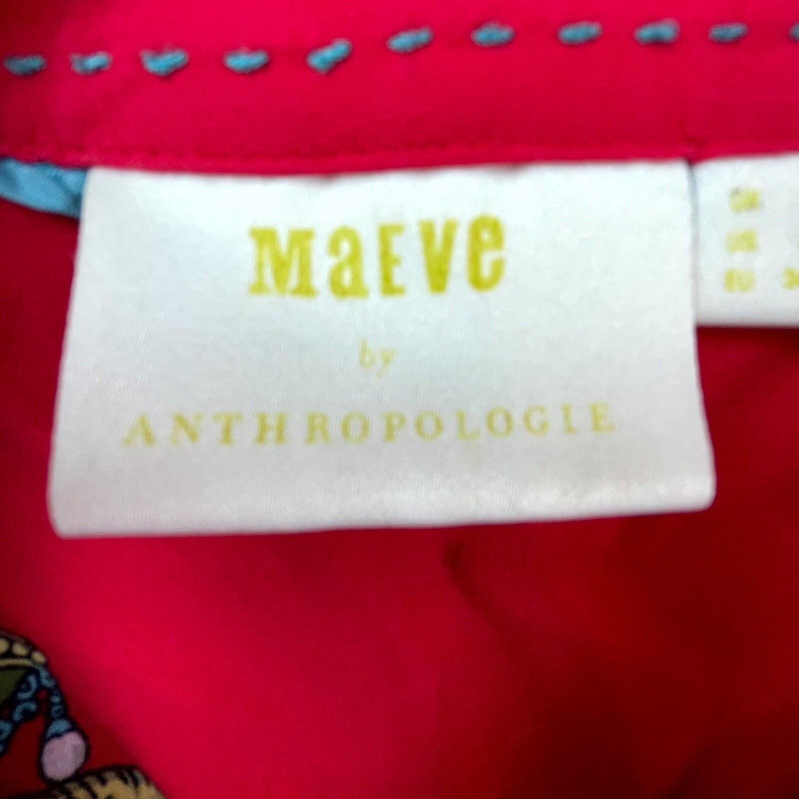 Anthropologie Maeve By Anthropologie Shirt Womens 2 Red Graphic Print Luxe Size XS / US 0-2 / IT 36-38 - 3 Thumbnail