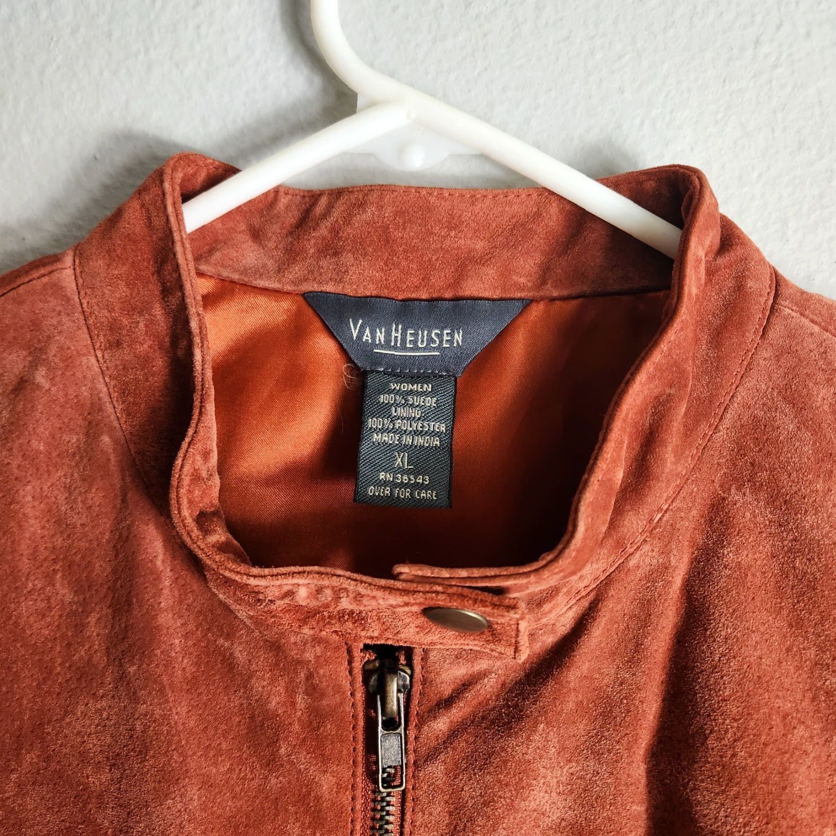 Van Heusen VINTAGE Van Heusen Womens Burnt Orange Suede Jacket XL - Motorcycle Style, Bohemian, Fall Size XL / US 12-14 / IT 48-50 - 2 Thumbnail