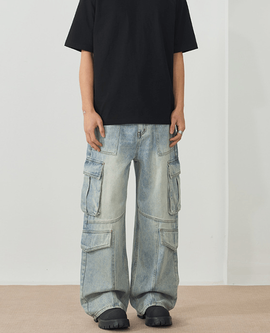 Japanese Brand × Jean American retro patchwork multi-pocket cargo baggy jeans Size US 32 / EU 48 - 3 Thumbnail