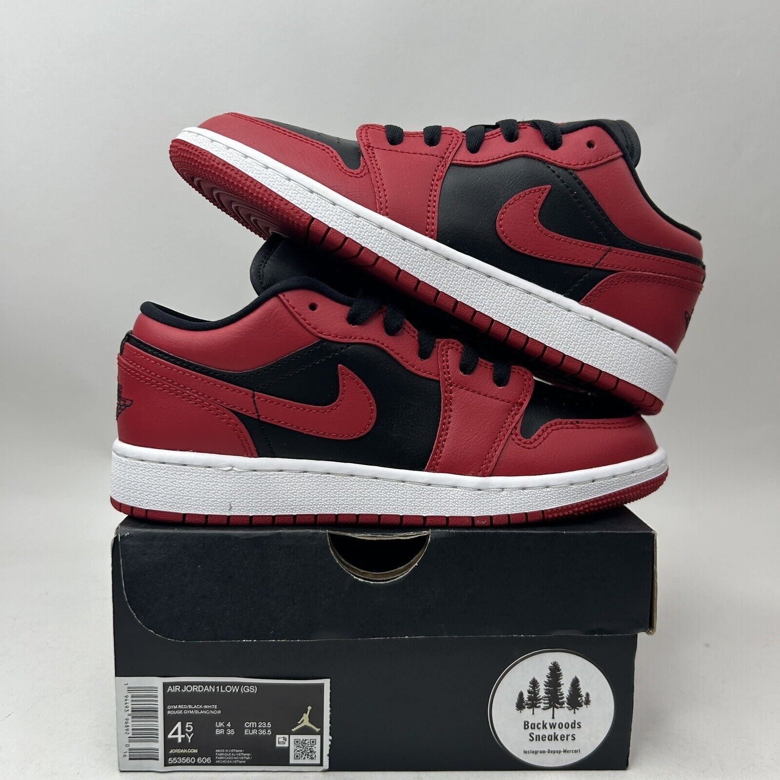Nike Nike Air Jordan 1 Low GS “Gym Red/Reverse Bred” 2023 Size US 6 / IT 36 - 1 Thumbnail