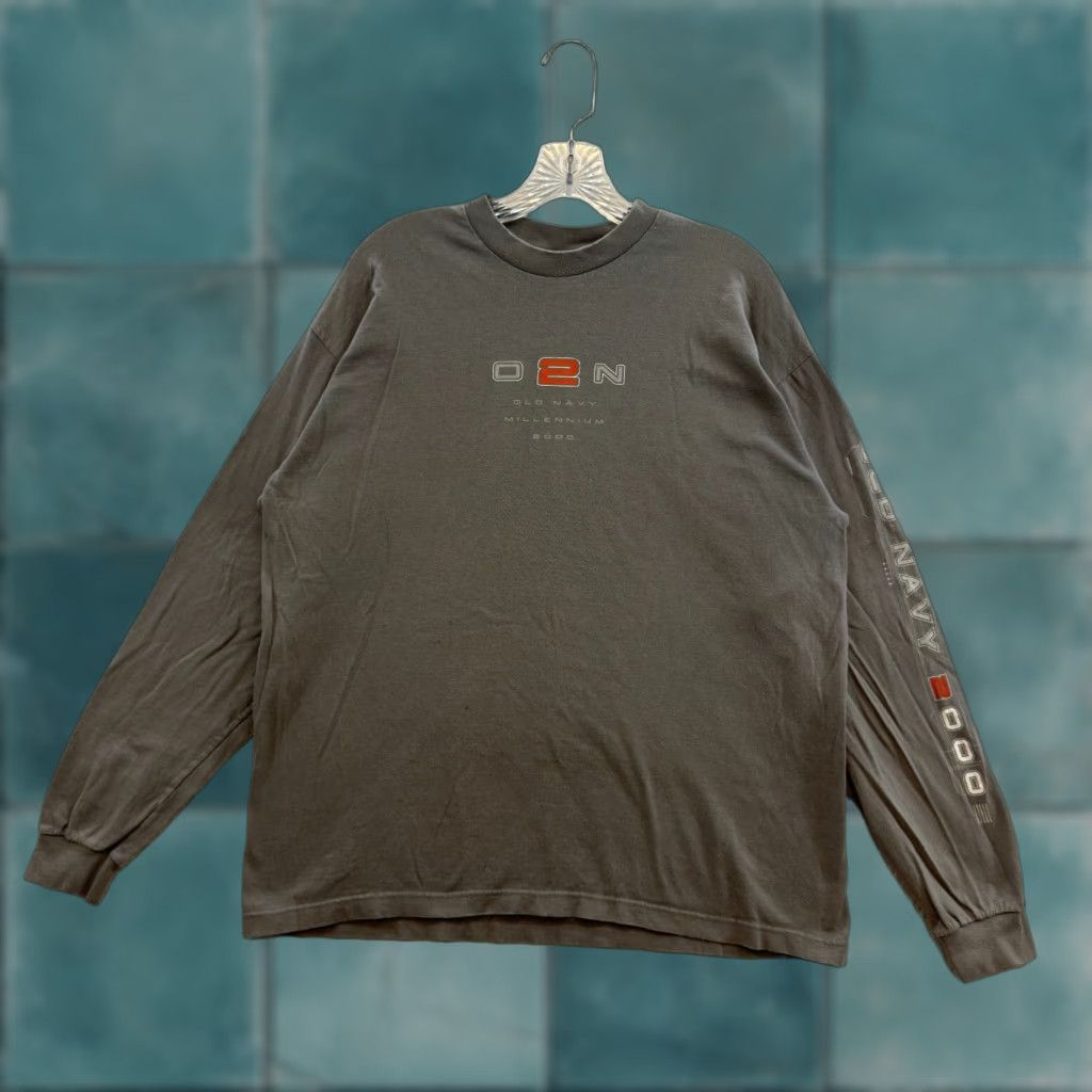 Old Navy Y2K Vintage Old Navy T-Shirt Long Sleeve Cyber Grunge Skater Gray Mens L Graphic Tee Size US L / EU 52-54 / 3 - 1 Thumbnail