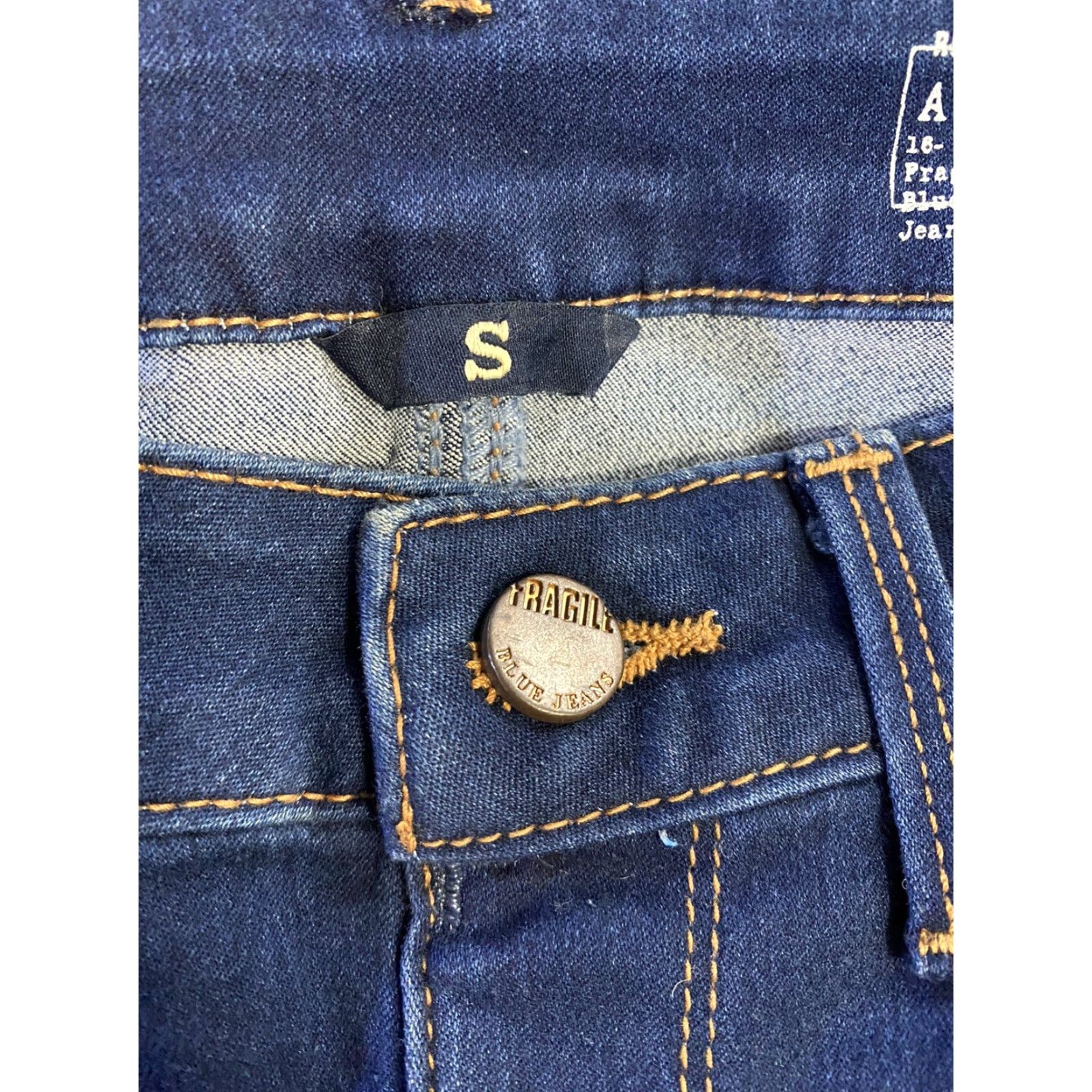 Denime Fragile Jeans Medium Wash Denim Stretch Pull On Jean Pants Juniors sz Small Women Skinny Size 28" / US 6 / IT 42 - 7 Thumbnail