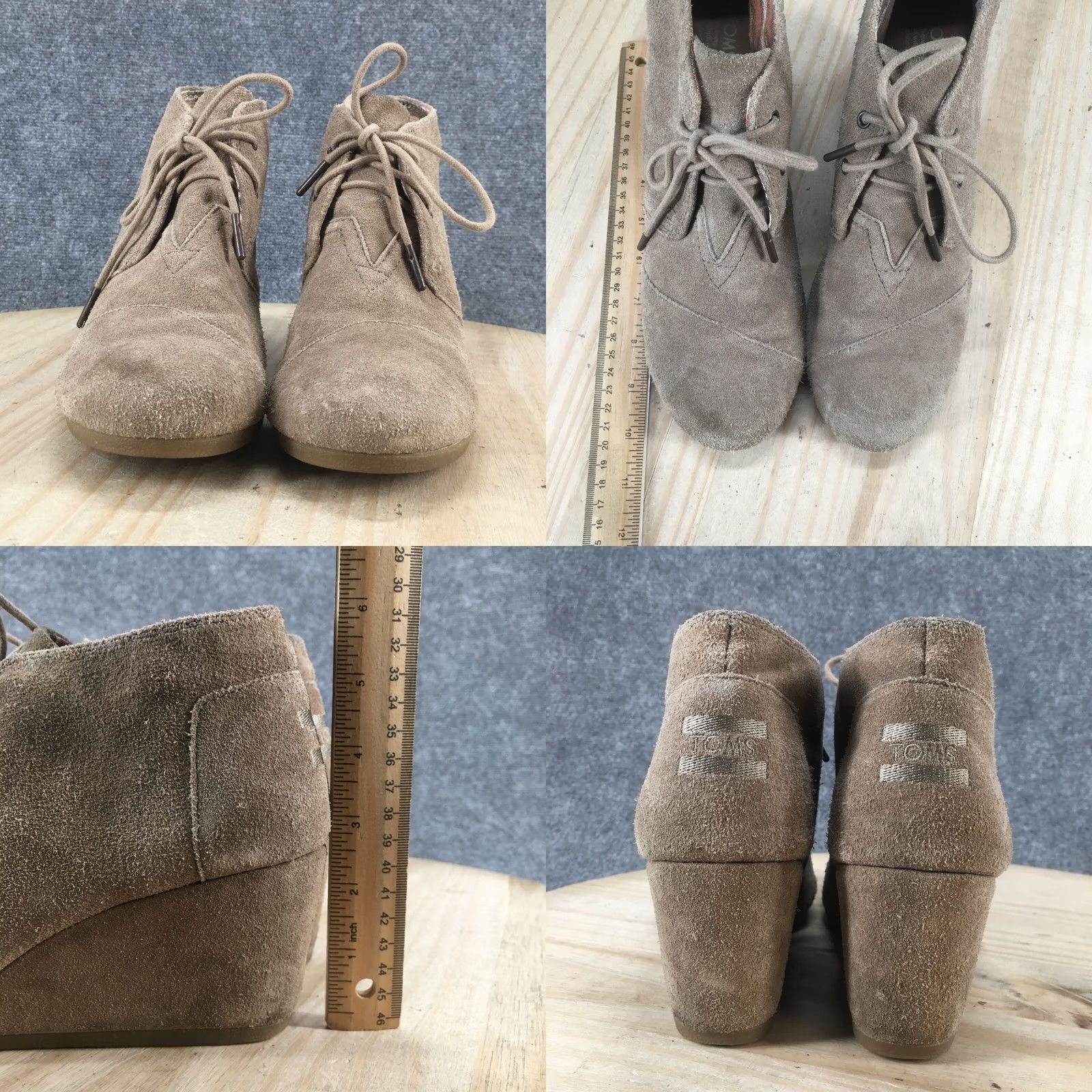 Toms Toms Ankle Booties Womens 10 Brown Kala Lace Up Wedge Heel Casual Leather Shoes 740817 Size US 10 / IT 40 - 8 Thumbnail